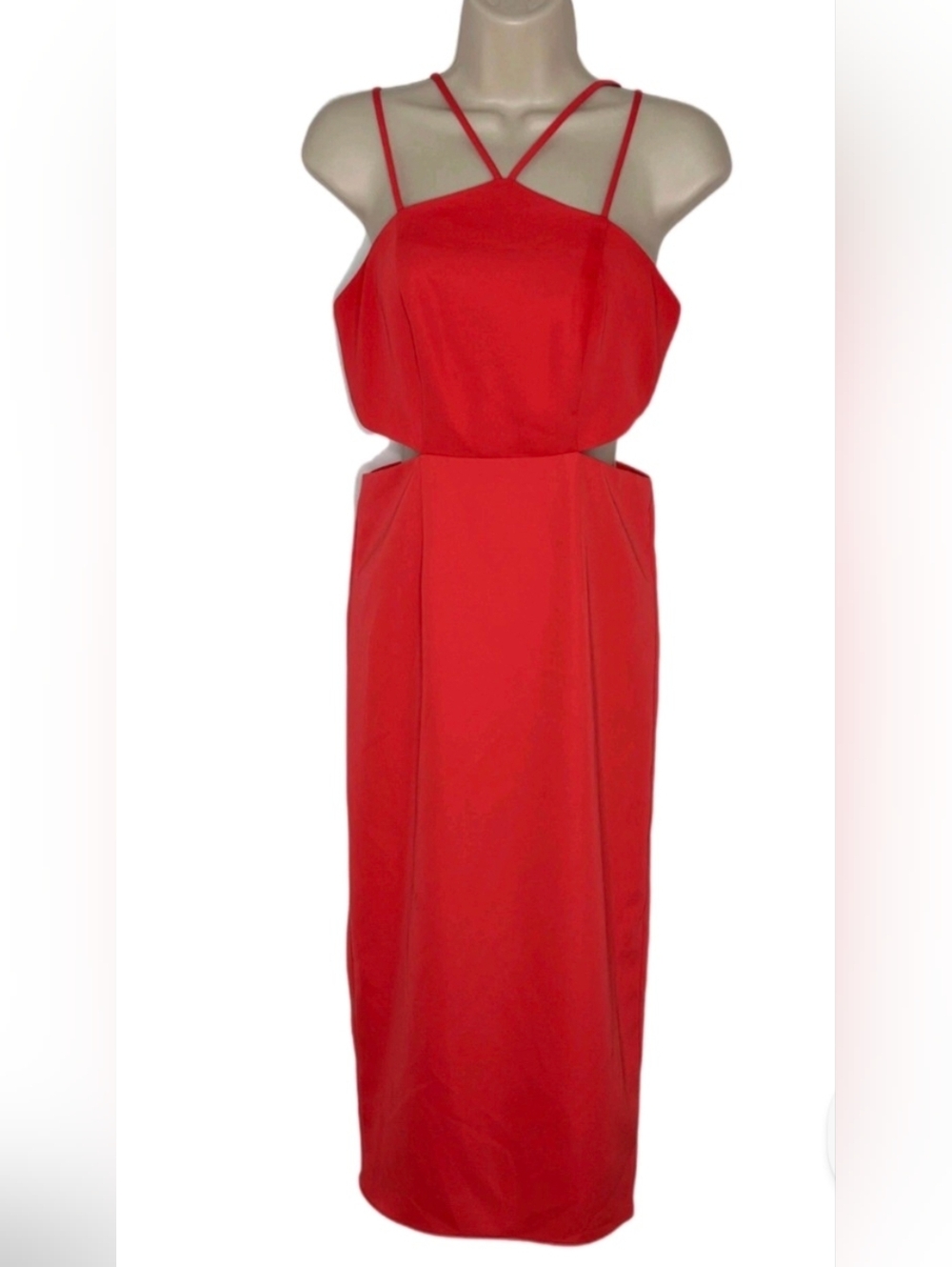 Laundry By Shelli Segal Red Midi Cutout Dress size 6 - Picture 2 of 8